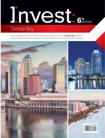 Cover of “Invest: Tampa Bay, 6th Edition” featuring images of the Tampa skyline and waterfront.
