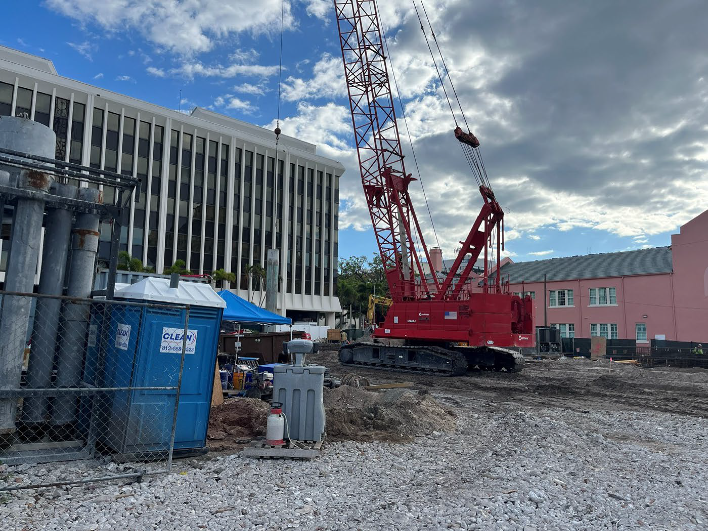 Photograph showing the Placement of Caissons on a Clearwater construction site