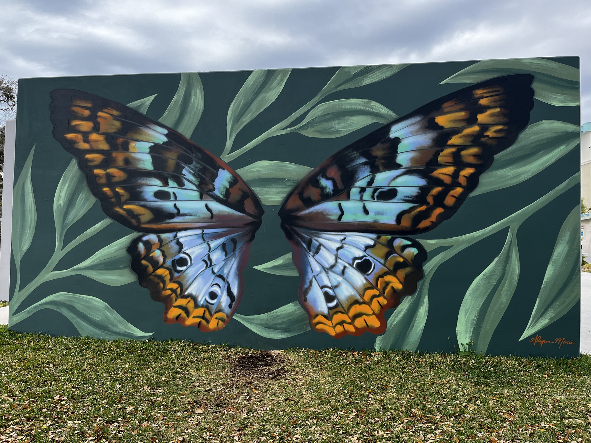 Image of completed butterfly mural