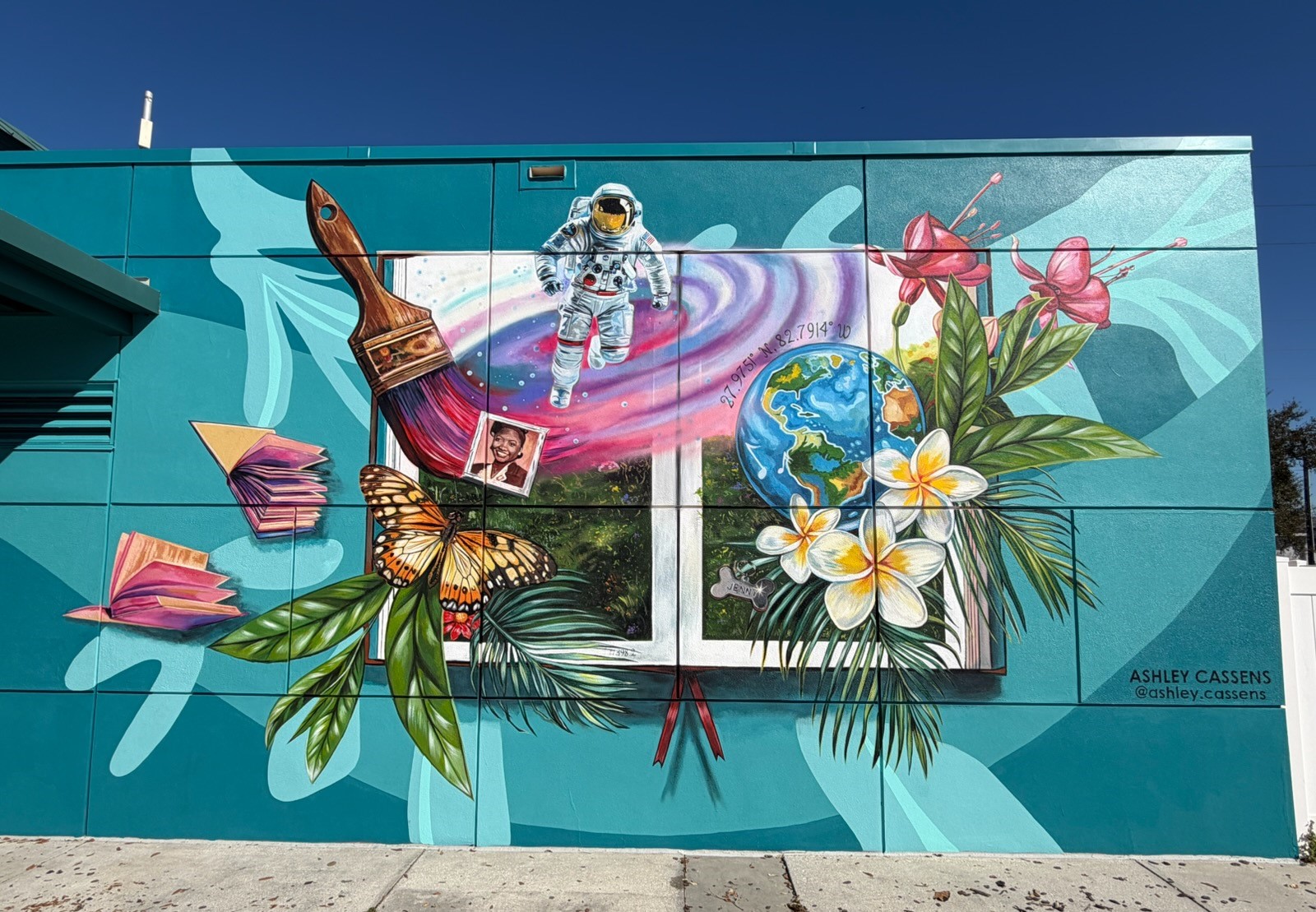 Exterior wall mural on library.