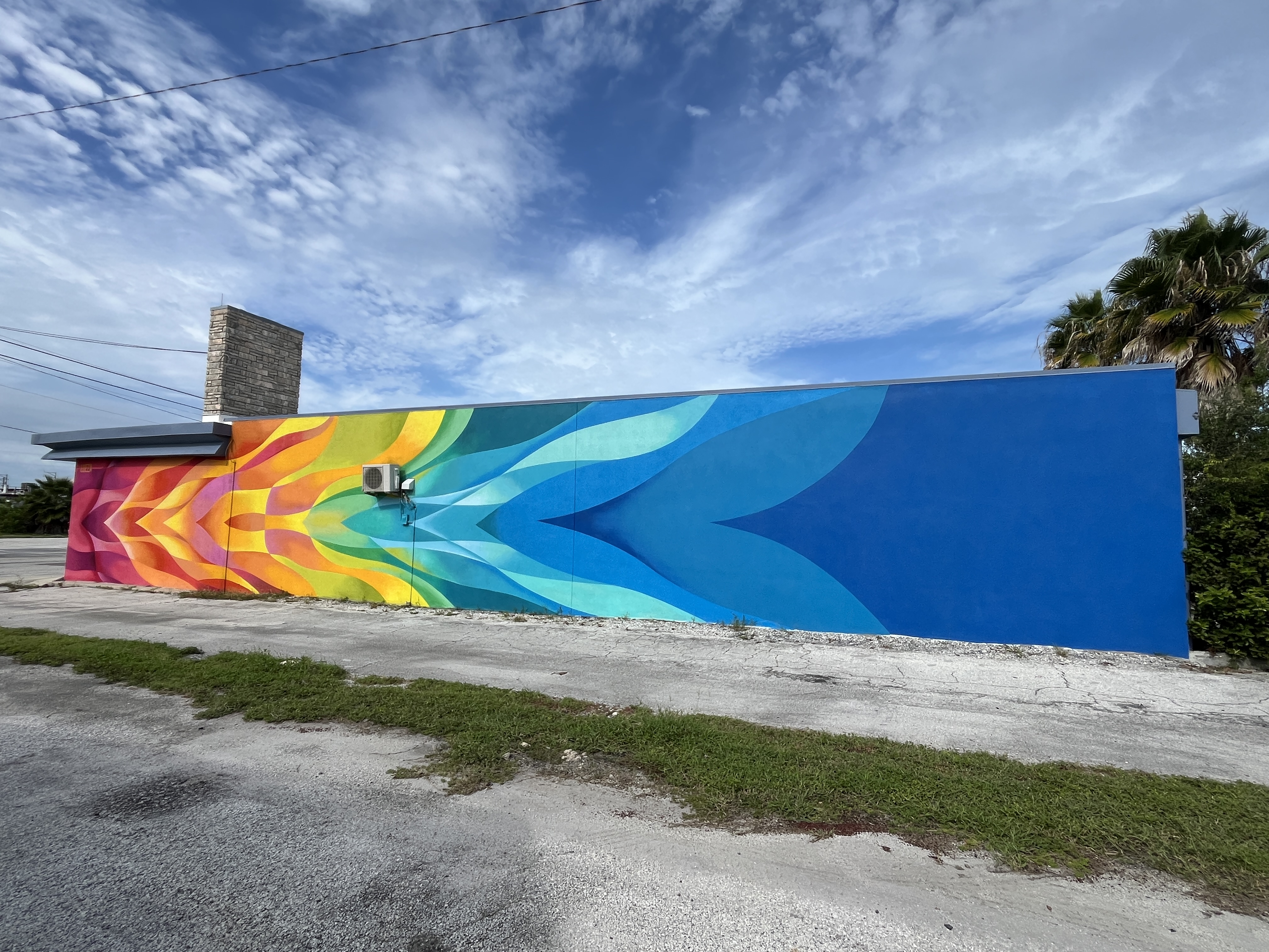 wide view of prismatic rush mural