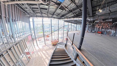 Photo of the inside of the new city hall under construction