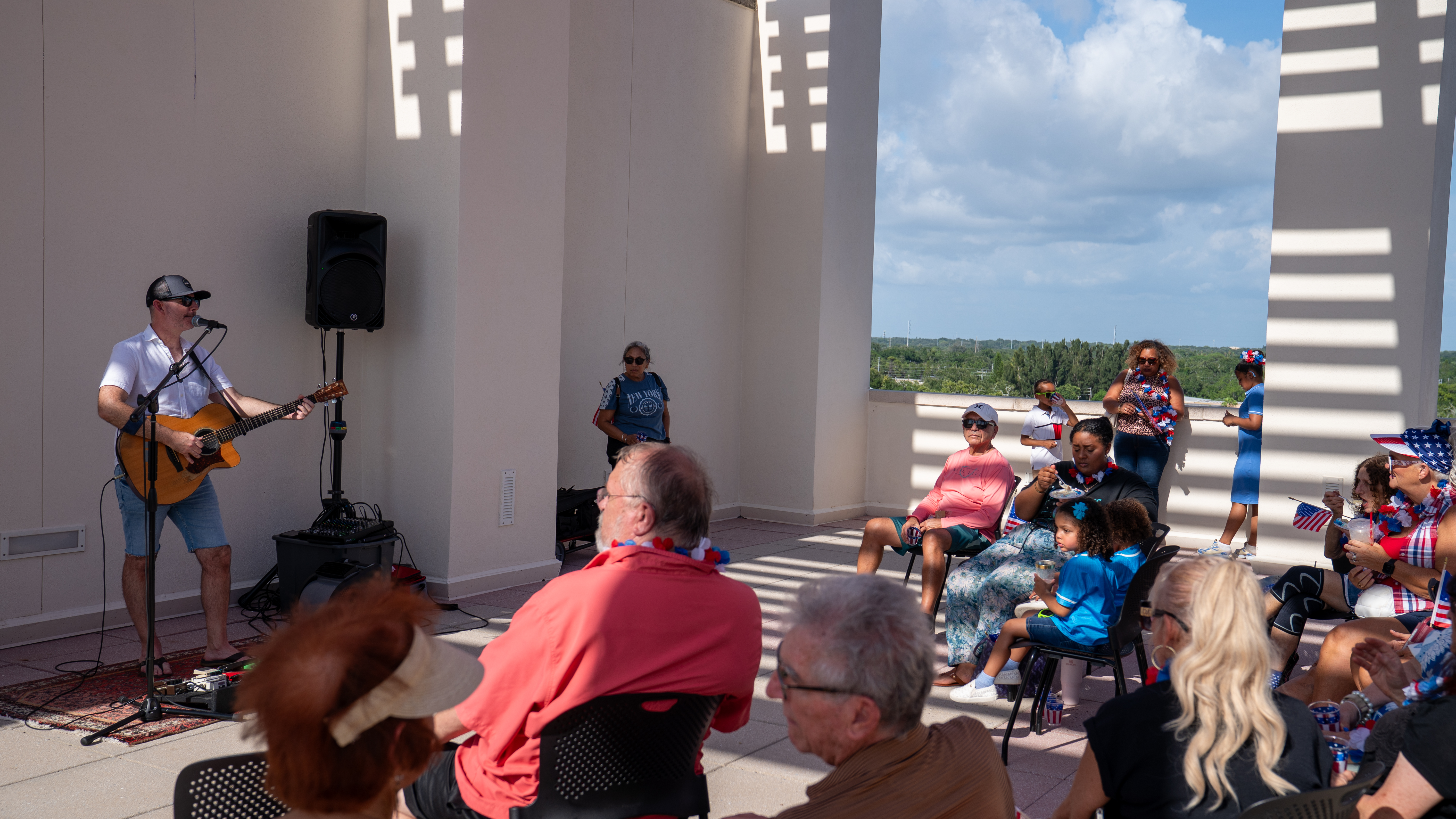 Musician performing for a crowd