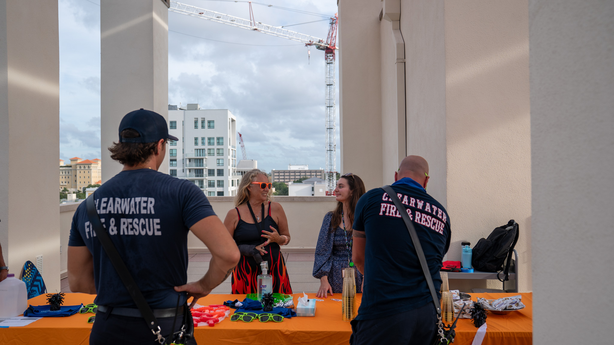 Firefighters at Hurricane Preparedness on the Roof