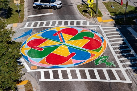 Mural in the middle of intersection