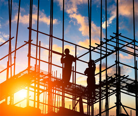 people standing on scaffolding