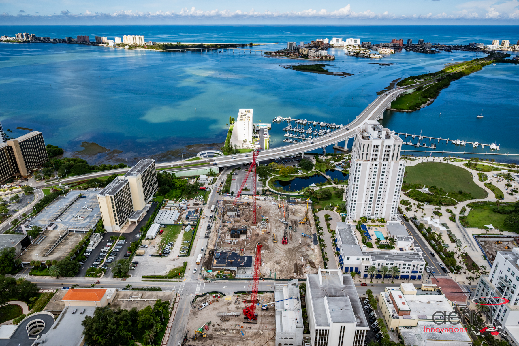 The Bluffs construction from aerial view