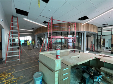 open reception area under construction 