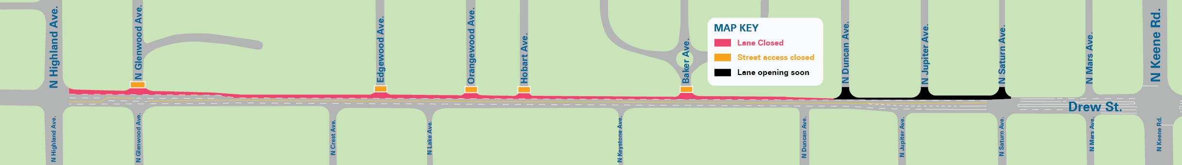 Drew Street Road Closure Map 2026
