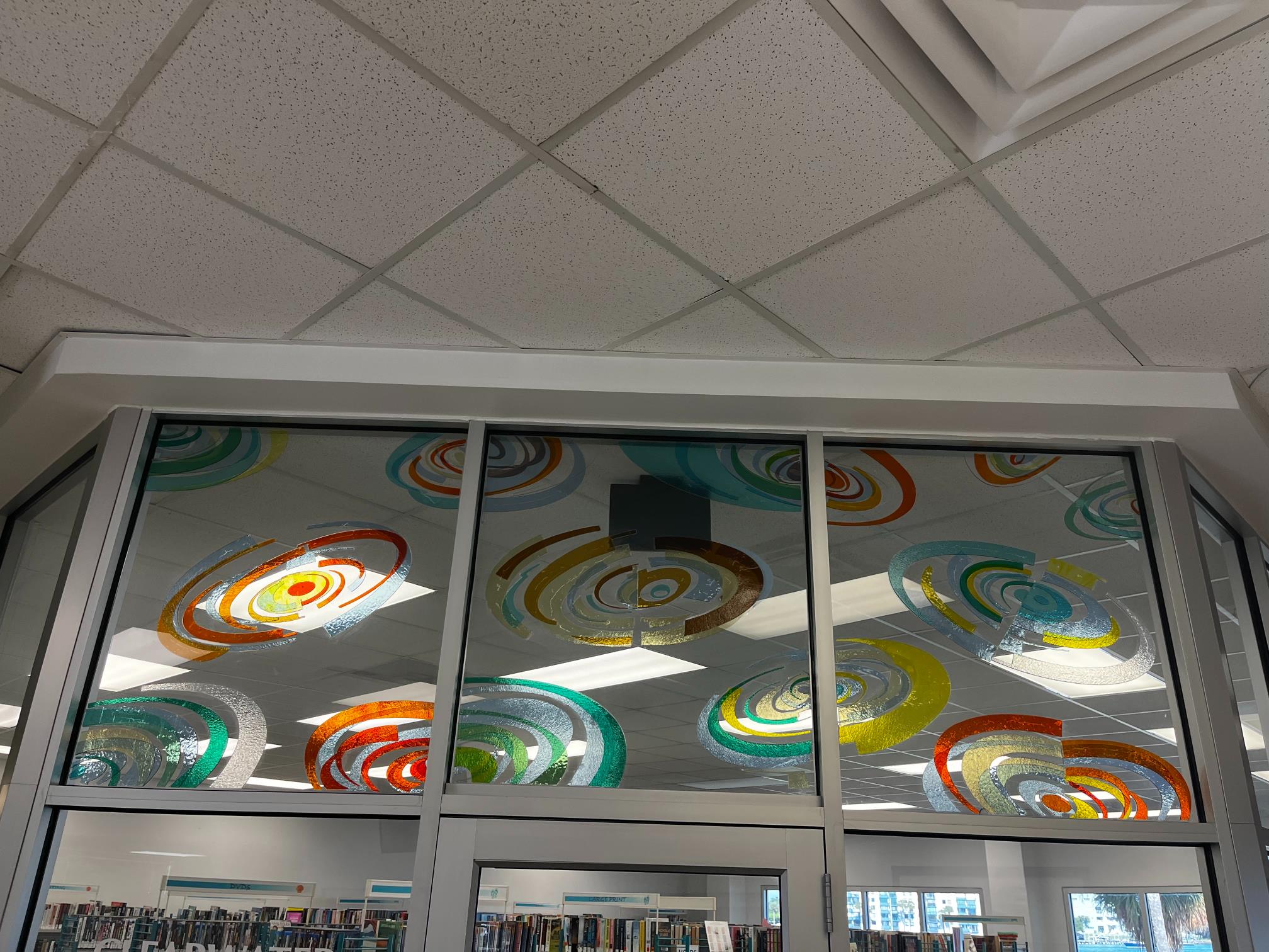 transparent colored circles on glass