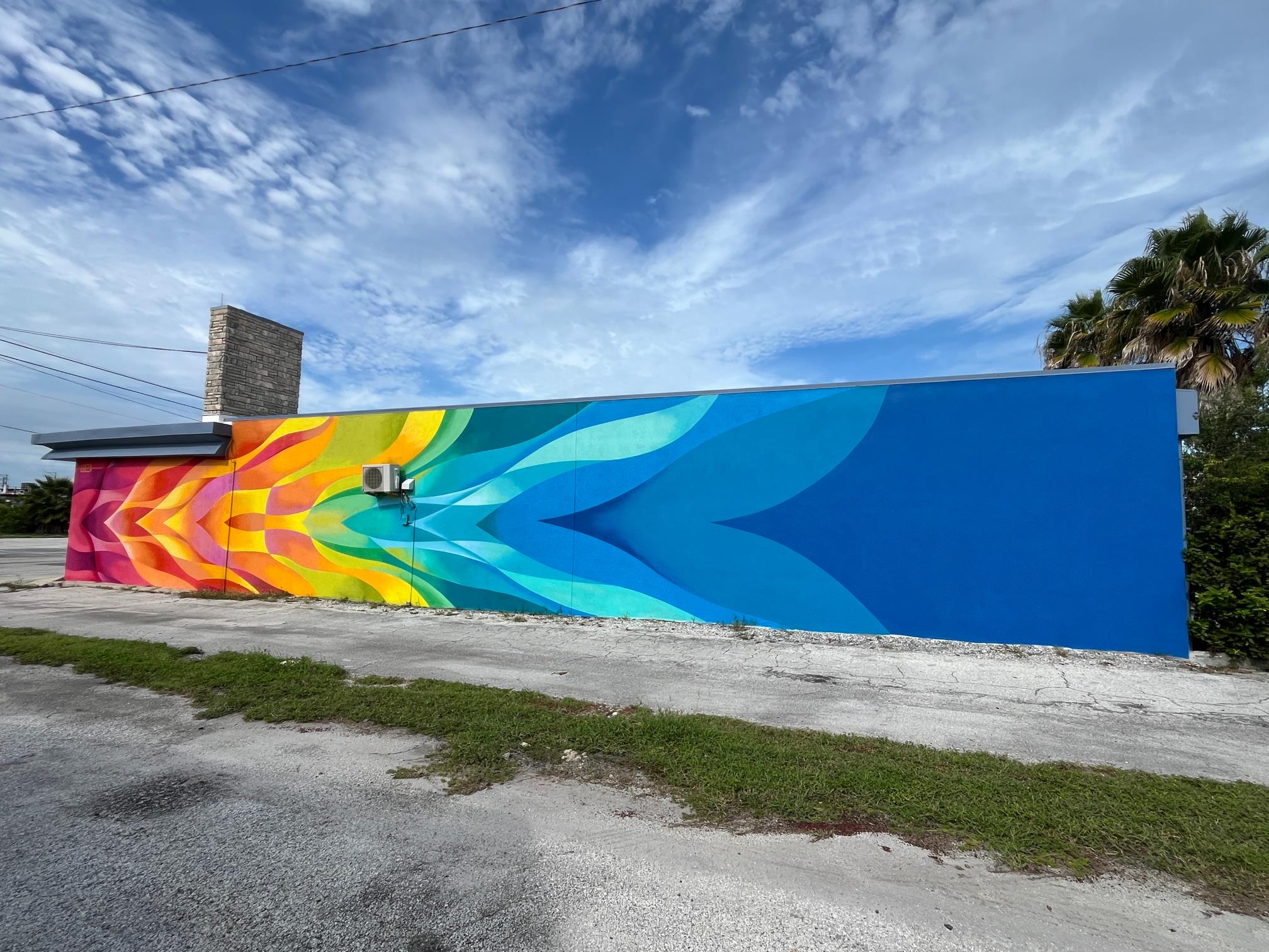 prismatic rush mural - colors going from scarlet to deep blue