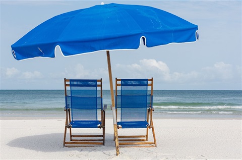 Beach Umbrella and Chairs