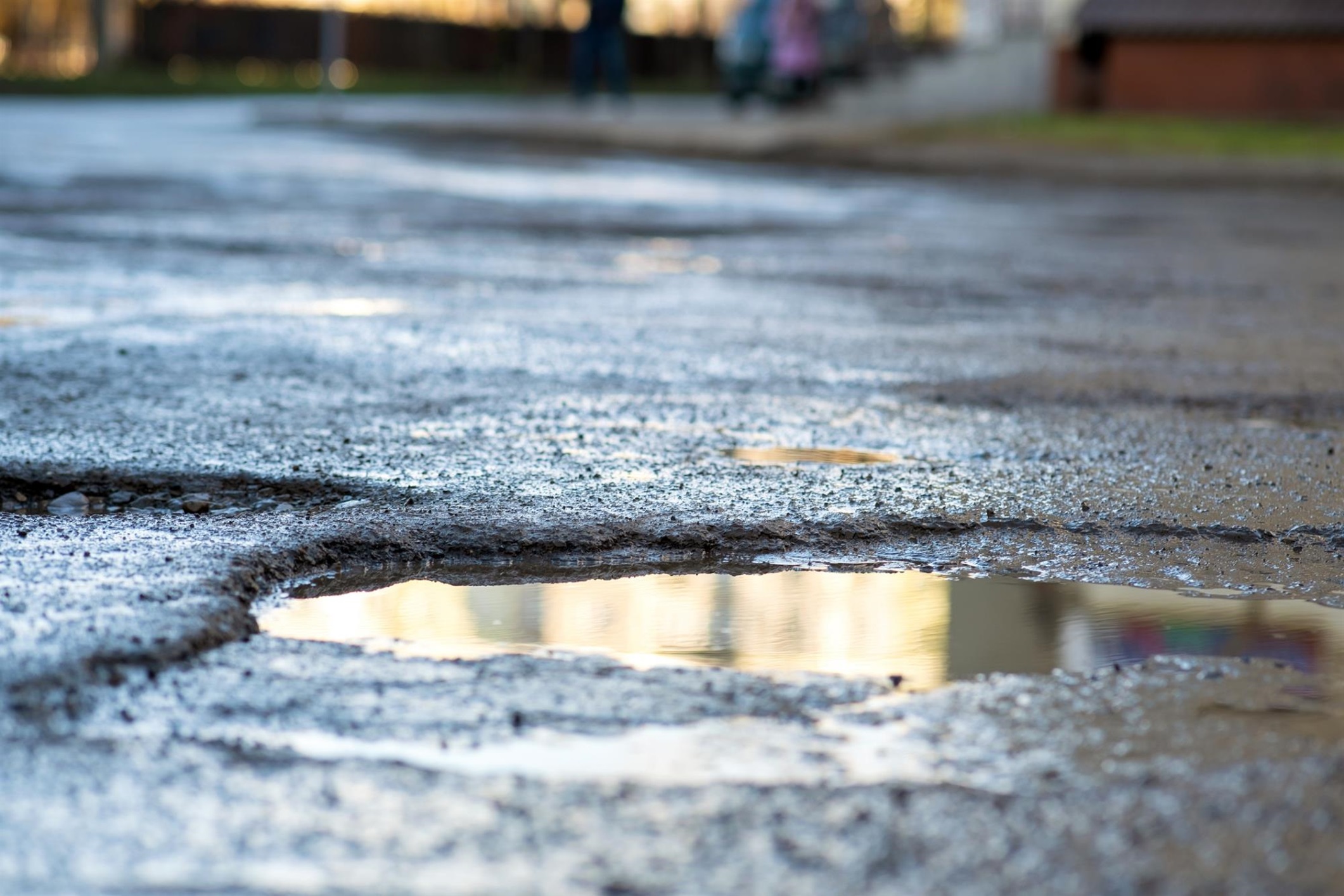 pothole, sinkhole, hole, road