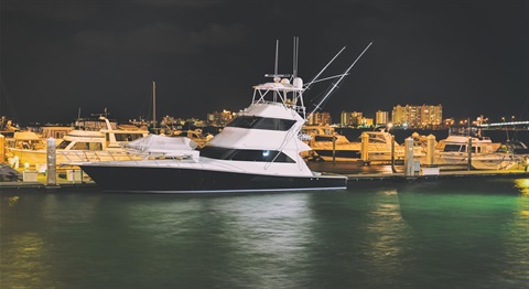 Yacht in the water at Downtown Harbor Marina