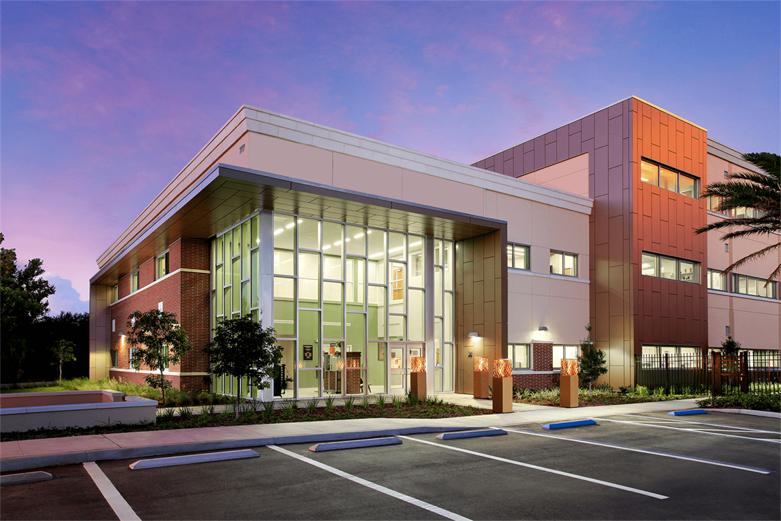 Clearwater gas building at night